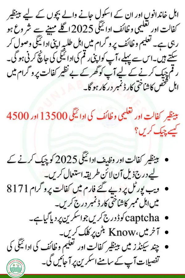 How to Check Benazir Kafaalat & Wazaif Payment 13500 and 4500?