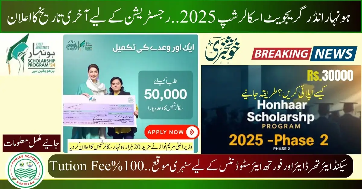 Last Date Announced For CM Honhaar Undergraduate Scholarship 2025 Registration